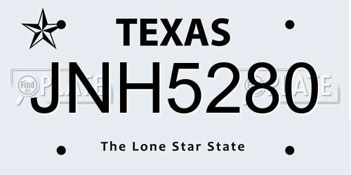 JNH5280 Texas License Plate