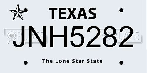 JNH5282 Texas License Plate