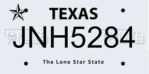 JNH5284 Texas License Plate