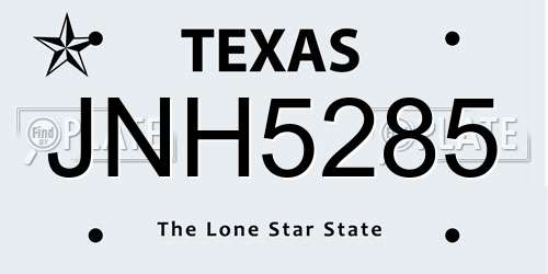 JNH5285 Texas License Plate