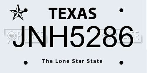 JNH5286 Texas License Plate