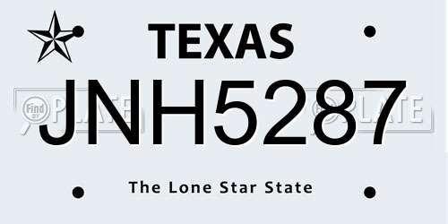 JNH5287 Texas License Plate