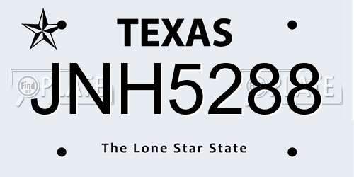 JNH5288 Texas License Plate
