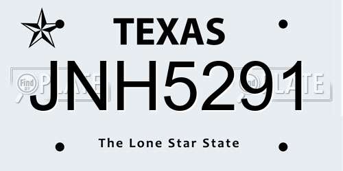JNH5291 Texas License Plate