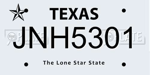 JNH5301 Texas License Plate