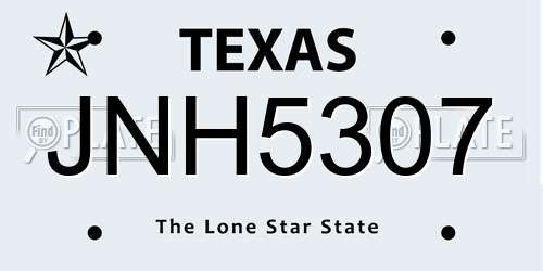 JNH5307 Texas License Plate