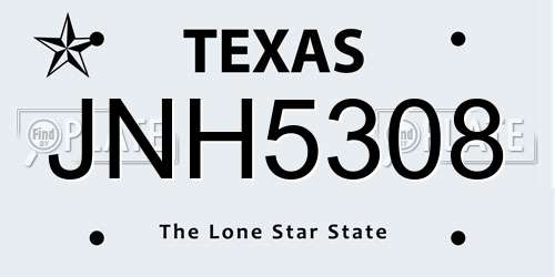 JNH5308 Texas License Plate