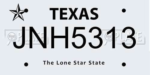JNH5313 Texas License Plate