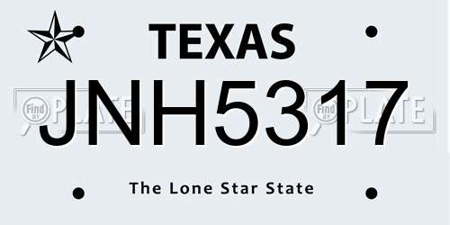JNH5317 Texas License Plate