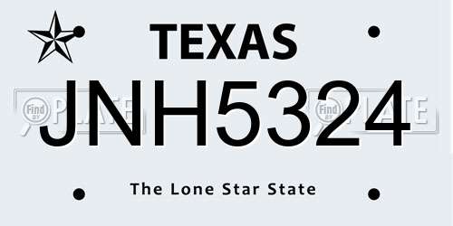 JNH5324 Texas License Plate