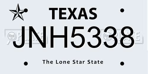 JNH5338 Texas License Plate