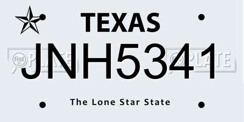 JNH5341 Texas License Plate