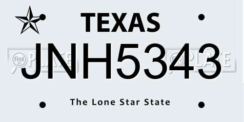 JNH5343 Texas License Plate