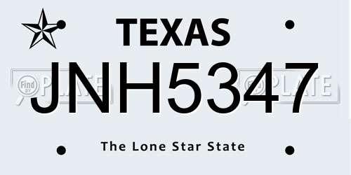 JNH5347 Texas License Plate