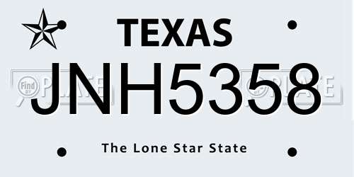 JNH5358 Texas License Plate