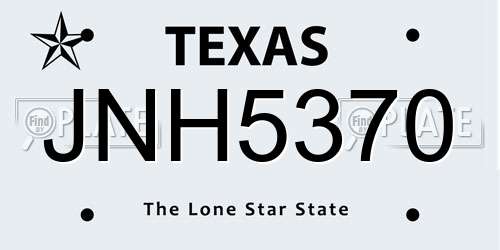 JNH5370 Texas License Plate