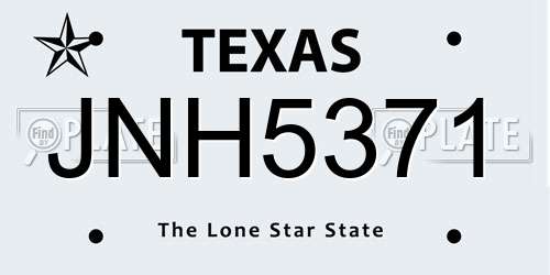 JNH5371 Texas License Plate