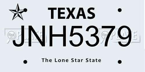 JNH5379 Texas License Plate
