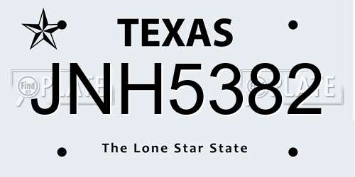 JNH5382 Texas License Plate