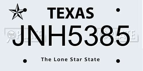 JNH5385 Texas License Plate