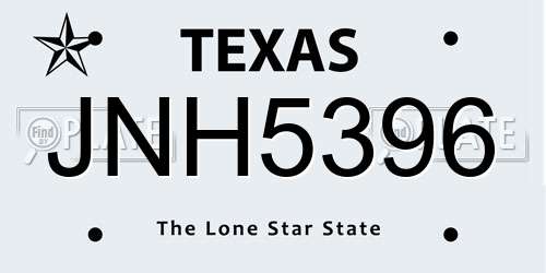 JNH5396 Texas License Plate