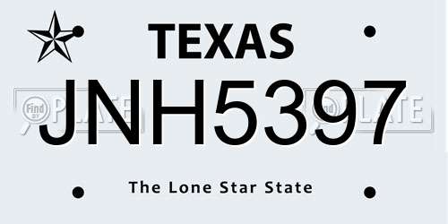 JNH5397 Texas License Plate