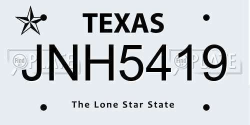 JNH5419 Texas License Plate