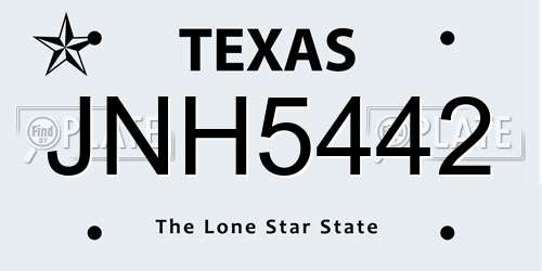 JNH5442 Texas License Plate