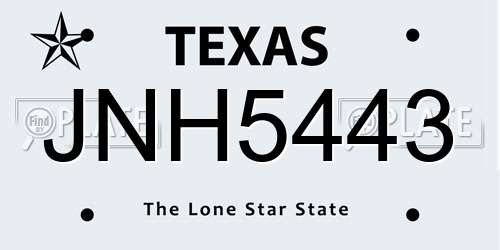 JNH5443 Texas License Plate