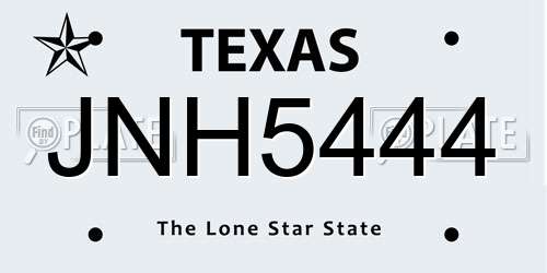 JNH5444 Texas License Plate