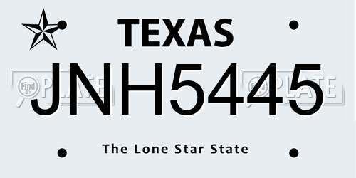 JNH5445 Texas License Plate