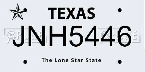 JNH5446 Texas License Plate