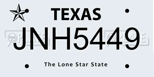 JNH5449 Texas License Plate