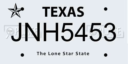 JNH5453 Texas License Plate