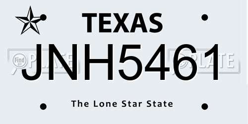 JNH5461 Texas License Plate