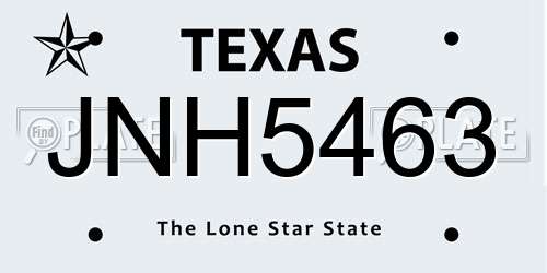 JNH5463 Texas License Plate