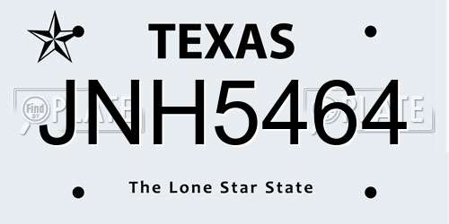 JNH5464 Texas License Plate