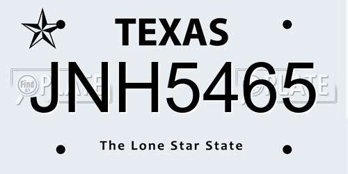 JNH5465 Texas License Plate