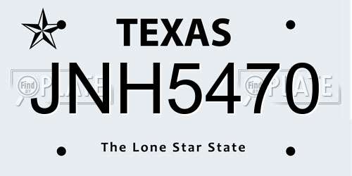 JNH5470 Texas License Plate
