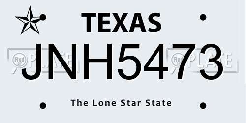 JNH5473 Texas License Plate