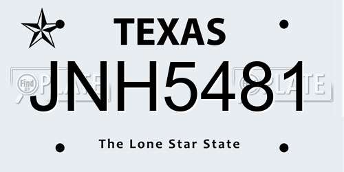 JNH5481 Texas License Plate