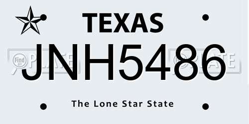 JNH5486 Texas License Plate