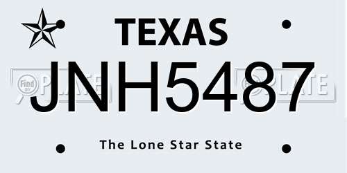 JNH5487 Texas License Plate