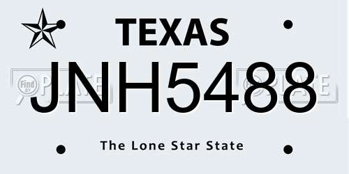 JNH5488 Texas License Plate