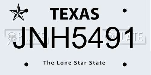 JNH5491 Texas License Plate