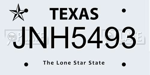 JNH5493 Texas License Plate