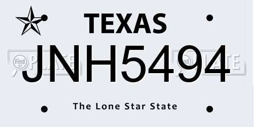 JNH5494 Texas License Plate