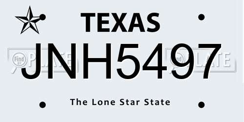 JNH5497 Texas License Plate