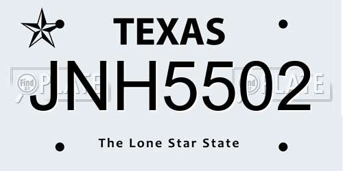 JNH5502 Texas License Plate
