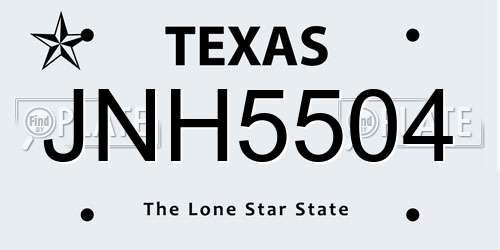 JNH5504 Texas License Plate